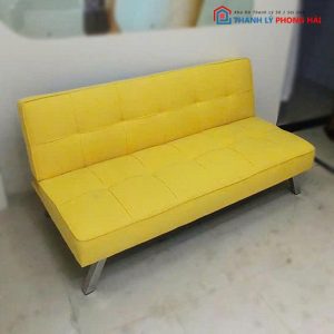 Băng Sofa Bed Cũ Bọc Da Màu Vàng