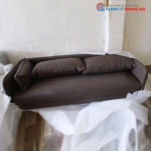 Băng Sofa Bọc Da Màu Nâu Kèm Gối Cũ