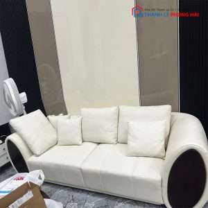 Băng Sofa Bọc Da Trắng Kèm Gối Tựa Cũ