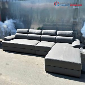 Băng Sofa Góc L Cũ Bọc Da Màu Xám (Nhiều Màu)