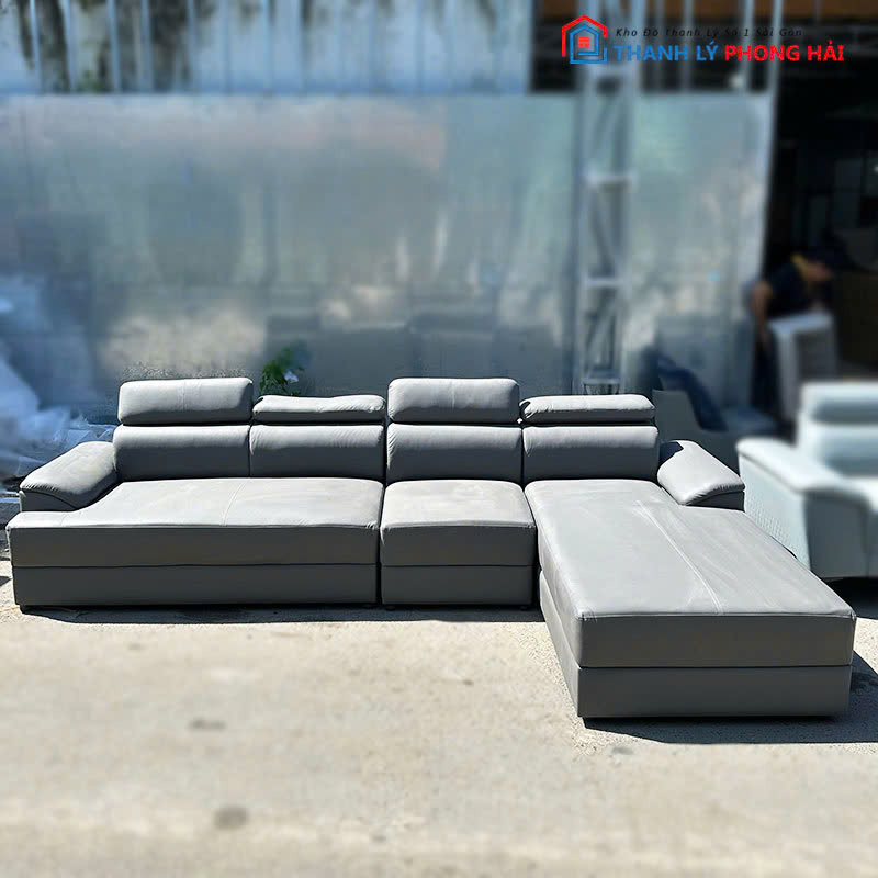 bang-sofa-goc-l-cu-boc-da-mau-xam-3 Băng Sofa Góc L Cũ Bọc Da Màu Xám (Nhiều Màu)