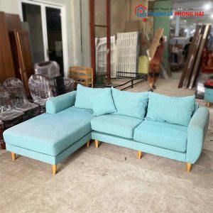 Băng Sofa Góc L Cũ Bọc Vải Bố Kèm Gối Tựa Cũ