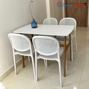 Bộ Bàn Ăn 4 Ghế Chân Gỗ Mới 99%