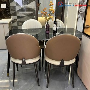 Bộ Bàn Ăn 4 Ghế Mặt Đá Đen Mới 99%