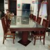 Bộ Bàn Ăn 8 Ghế Gỗ Tự Nhiên Mặt Kính Cũ
