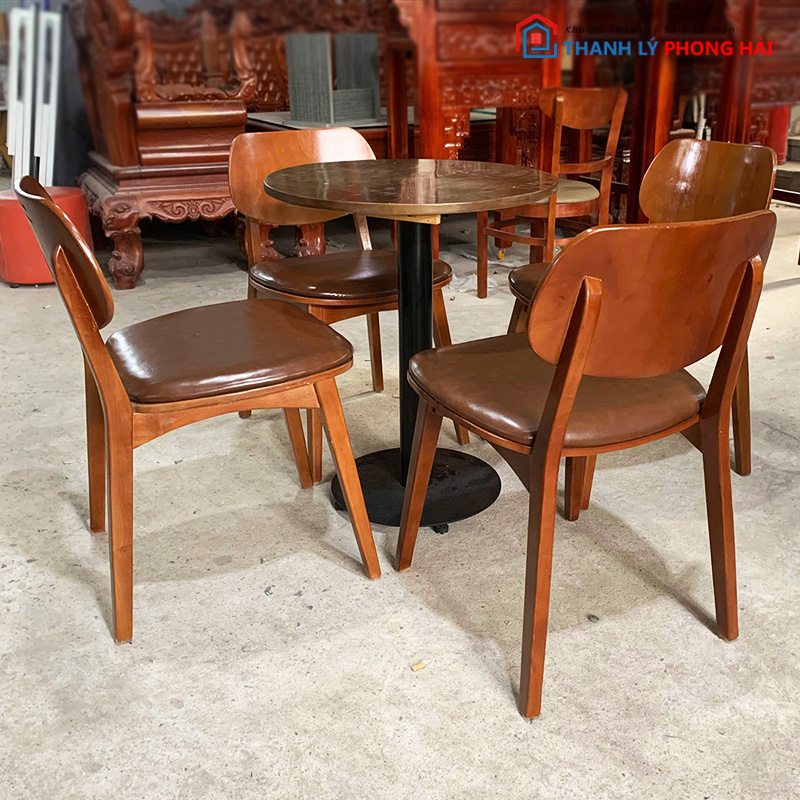 bo-ban-ghe-cafe-go-boc-da-cu-4 Bộ Bàn Ghế Cafe Gỗ Bọc Da Cũ