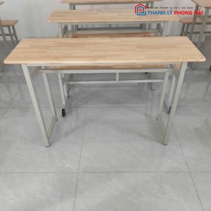 Bộ Bàn Ghế Học Sinh 1m2 Mặt Gỗ Ghép Chân Sắt Cũ