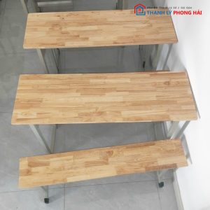 Bộ Bàn Ghế Học Sinh 1m2 Mặt Gỗ Ghép Chân Sắt Cũ