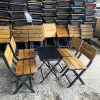 Bộ Bàn Ghế Xếp Khung Sắt Mặt Gỗ Cũ