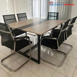 Bộ Bàn Họp Vuông Cũ Kèm Ghế Chân Quỳ