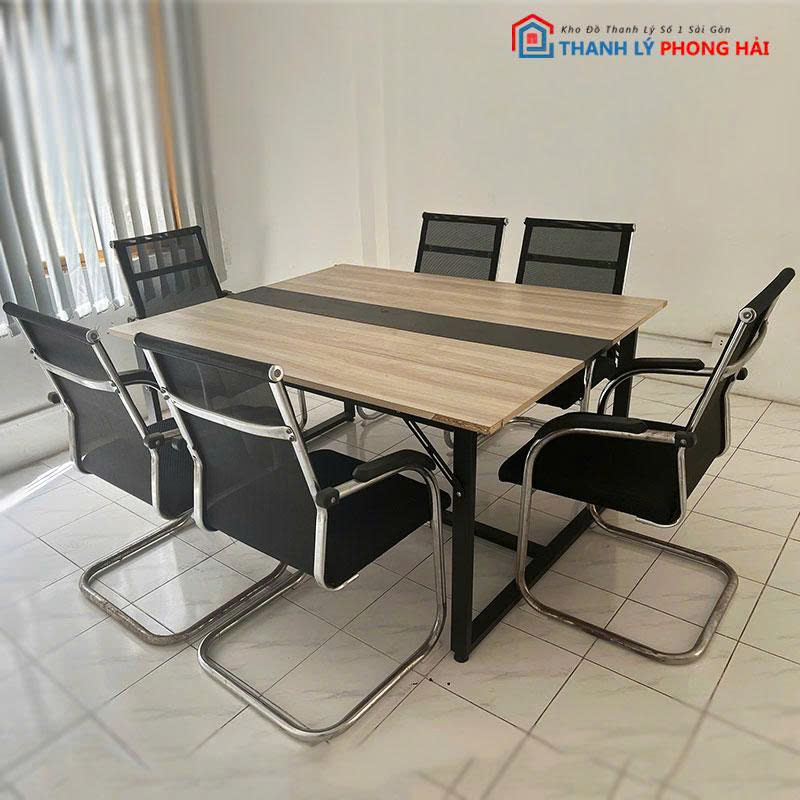bo-ban-hop-vuong-cu-kem-ghe-2 Bộ Bàn Họp Vuông Cũ Kèm Ghế Chân Quỳ