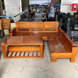 Bộ Salon Gỗ Góc L Kèm Bàn Cũ