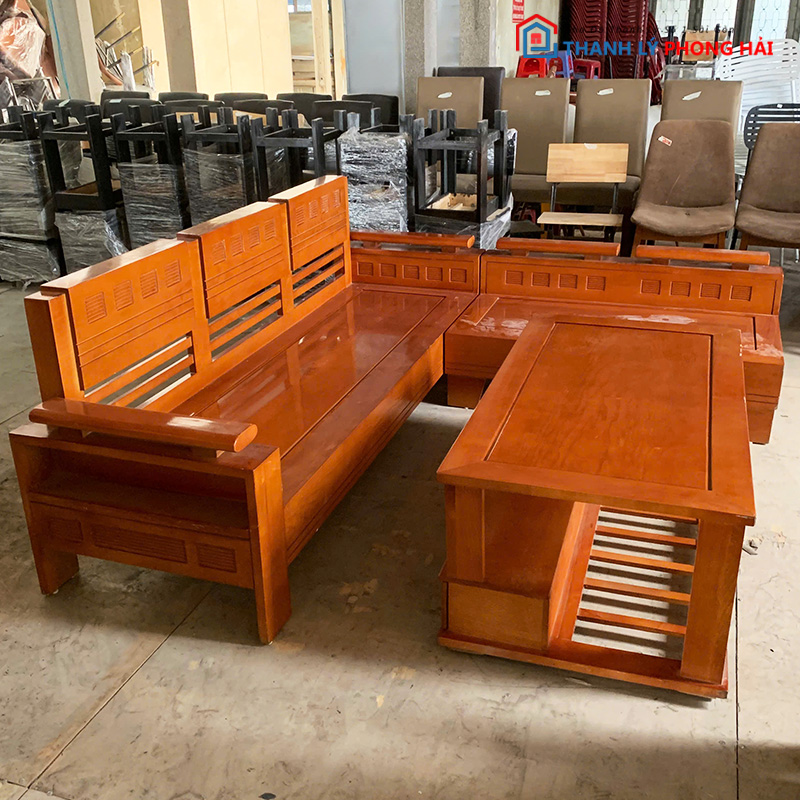 bo-salon-go-goc-l-kem-ban-cu-2 Bộ Salon Gỗ Góc L Kèm Bàn Cũ