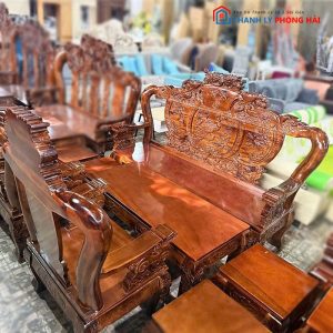 Bộ Salon Gỗ Tự Nhiên Lưng Tấm Mới 99% (Nhiều Màu)