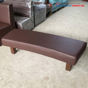 Bộ Sofa 1m4 Quán Cafe Bọc Da Kèm Đôn Gỗ Cũ