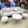 Bộ Sofa Bed Bọc Vải Kèm Bàn Và Đôn Cũ