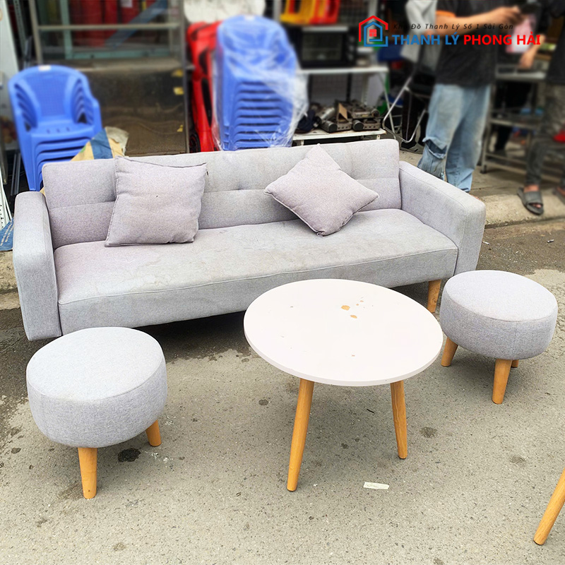 bo-sofa-bed-boc-vai-kem-ban-1 Bộ Sofa Bed Bọc Vải Kèm Bàn Và Đôn Cũ