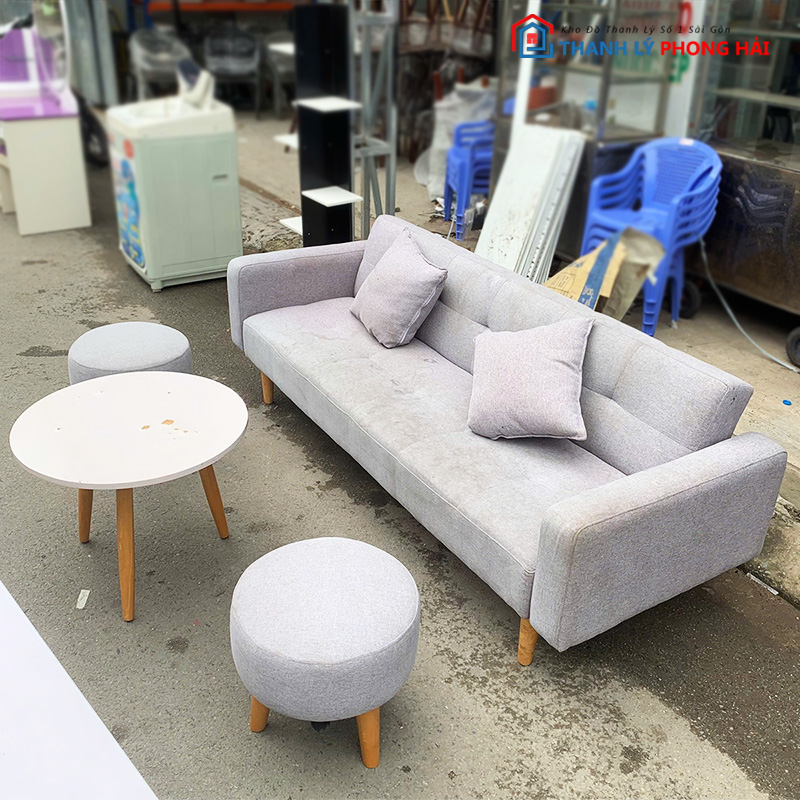 bo-sofa-bed-boc-vai-kem-ban-2 Bộ Sofa Bed Bọc Vải Kèm Bàn Và Đôn Cũ
