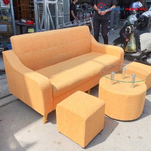 Bộ Sofa Bọc Vải Bố Kèm Bàn Đồng Bộ Cũ