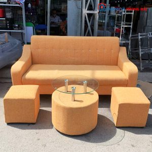 Bộ Sofa Bọc Vải Bố Kèm Bàn Đồng Bộ Cũ