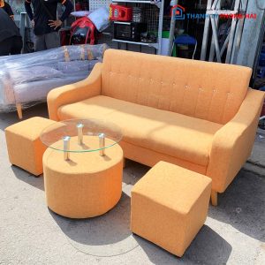 Bộ Sofa Bọc Vải Bố Kèm Bàn Đồng Bộ Cũ