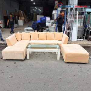 Bộ Sofa Bọc Vải Góc L Kèm Đôn Lớn Cũ