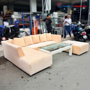 Bộ Sofa Bọc Vải Góc L Kèm Đôn Lớn Cũ