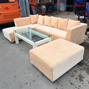 Bộ Sofa Bọc Vải Góc L Kèm Đôn Lớn Cũ