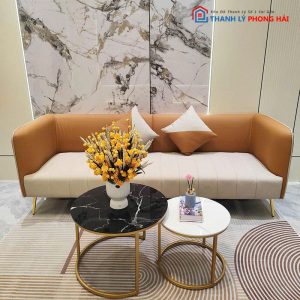Bộ Sofa Da Kèm Bàn Đôi Mới 99%