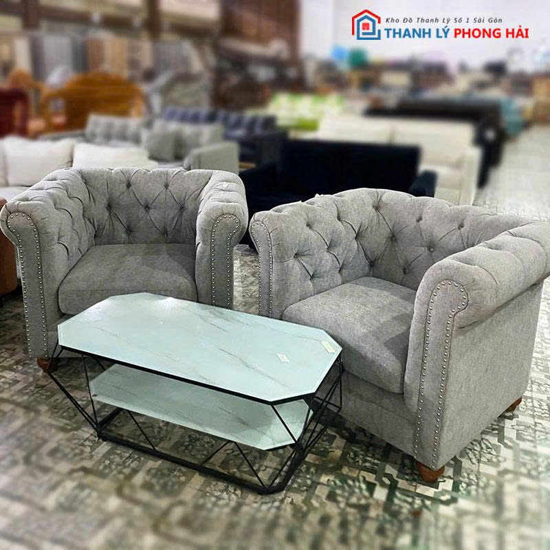 bo-sofa-dinh-nut-chesterfield-2 Bộ Sofa Đính Nút Chesterfield Kèm Bàn 2 Tầng Mới 99%