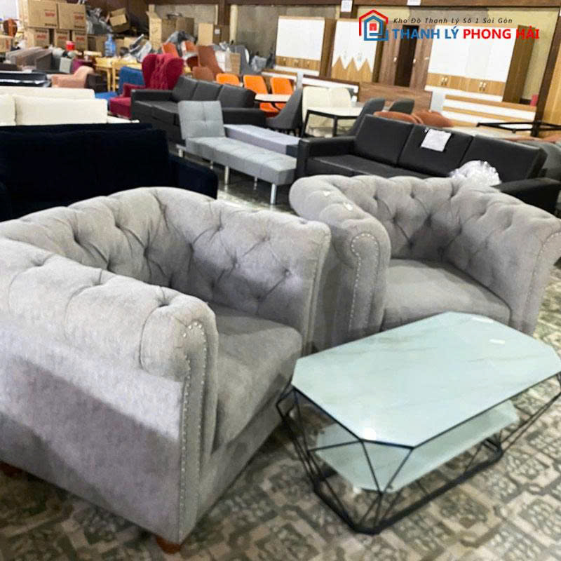 bo-sofa-dinh-nut-chesterfield-3 Bộ Sofa Đính Nút Chesterfield Kèm Bàn 2 Tầng Mới 99%