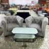Bộ Sofa Đính Nút Chesterfield Kèm Bàn 2 Tầng Mới 99%