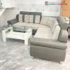 Bộ Sofa Góc L Bọc Da Đệm Nỉ Xám Cũ