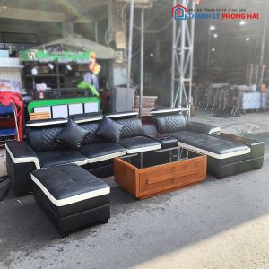 Bộ Sofa Tổng Thống Bọc Da Góc L Kèm Đôn Cũ