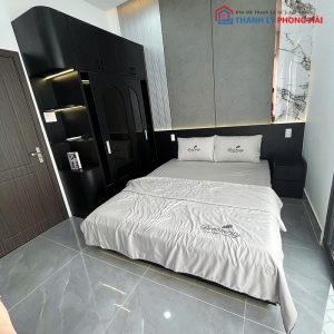 Combo Giường Gỗ MDF Kèm Tủ Quần Áo Cửa Lùa Mới 99%