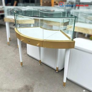 Cụm Tủ Trưng Bày Trang Sức Bo Cong Mặt Kính Cũ