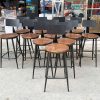 Ghế Bar Chân Cao Mặt Gỗ Lưng Sắt Cũ