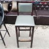 Ghế Bar Chân Gỗ Đệm Da Kiểu Vuông Cũ