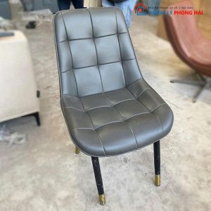 Ghế Loft Trám Caro Cũ Bọc Da Xám