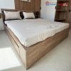 Giường Gỗ MDF Kiểu Bệt Màu Sồi Mới 99%