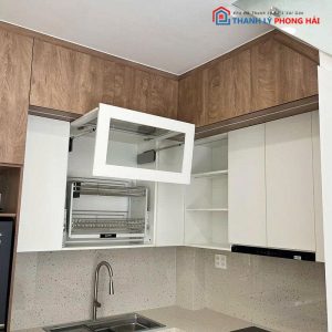 Hệ Tủ Bếp Góc L Gỗ MDF Mới 99%