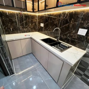 Hệ Tủ Bếp Góc L Mặt Đá Mới 99%