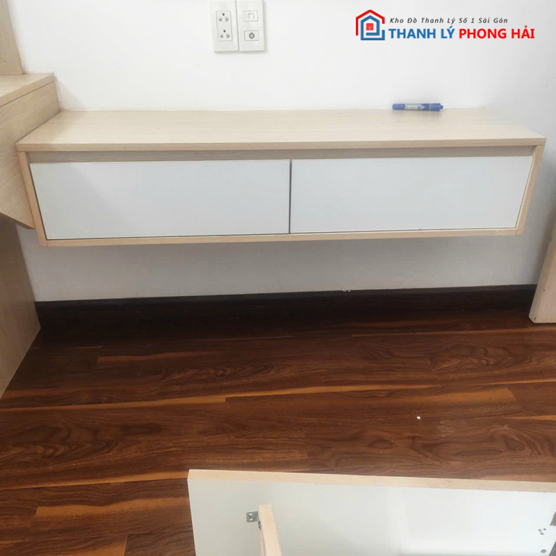 ke-tivi-treo-go-mdf-2-ngan-keo-cu Kệ Tivi Treo Gỗ MDF 2 Ngăn Kéo Cũ