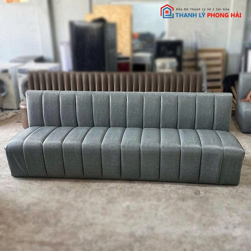 sofa-bang-2m4-cu-boc-da-mau-reu-1 Sofa Băng 2m4 Cũ Bọc Da Màu Rêu Cho Quán Karaoke