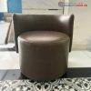 Sofa Đơn Cafe Cũ Bọc Da Nâu Đính Nút