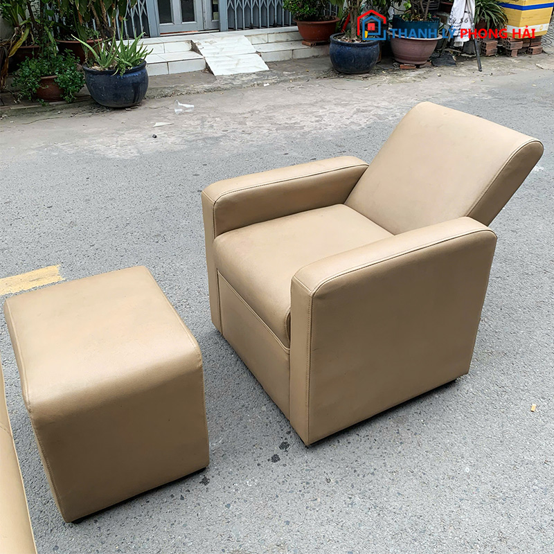 sofa-thu-gian-boc-da-kem-don-1 Sofa Thư Giãn Bọc Da Kèm Đôn Gác Chân Cũ