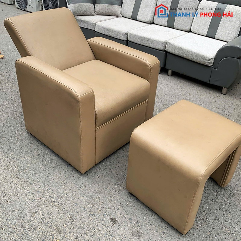 sofa-thu-gian-boc-da-kem-don-2 Sofa Thư Giãn Bọc Da Kèm Đôn Gác Chân Cũ