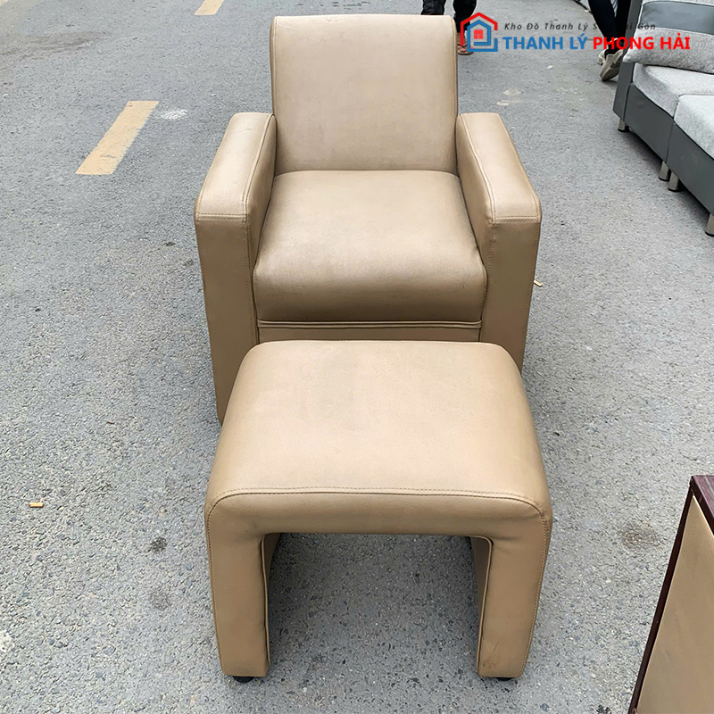 sofa-thu-gian-boc-da-kem-don-3 Sofa Thư Giãn Bọc Da Kèm Đôn Gác Chân Cũ