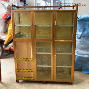 Tủ Chén Bát Khung Alu Cánh Kính Cũ