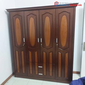 Tủ Quần Áo 1m7 Gỗ Tự Nhiên 4 Cánh Kèm Hộc Kéo Cũ